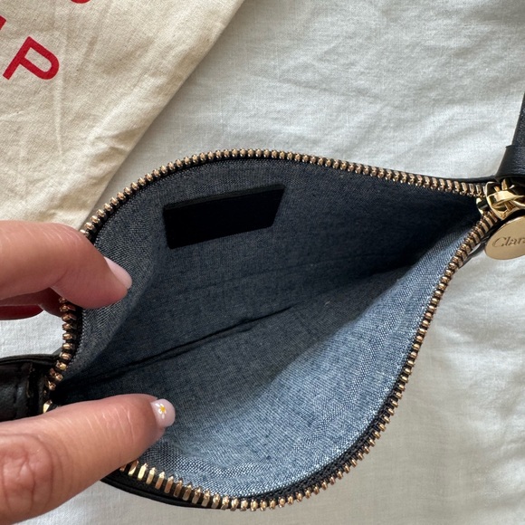 Clare V Black Leather Wallet Clutch with silver studs NWOT - Picture 4 of 8